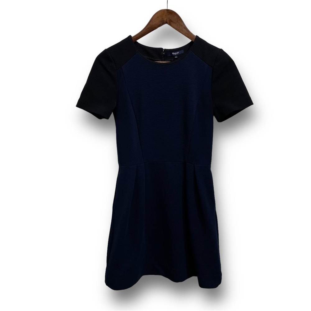 Madewell Gallerist Point Ponte Navy Blue Black Short Sleeve Mini Dress Women's 2